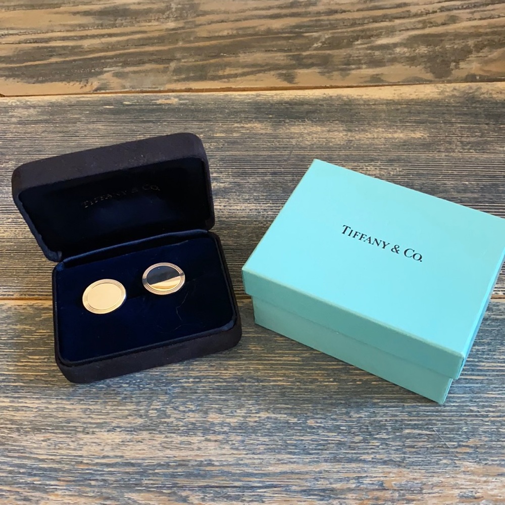“Engine Turned” 925 oval cuff links